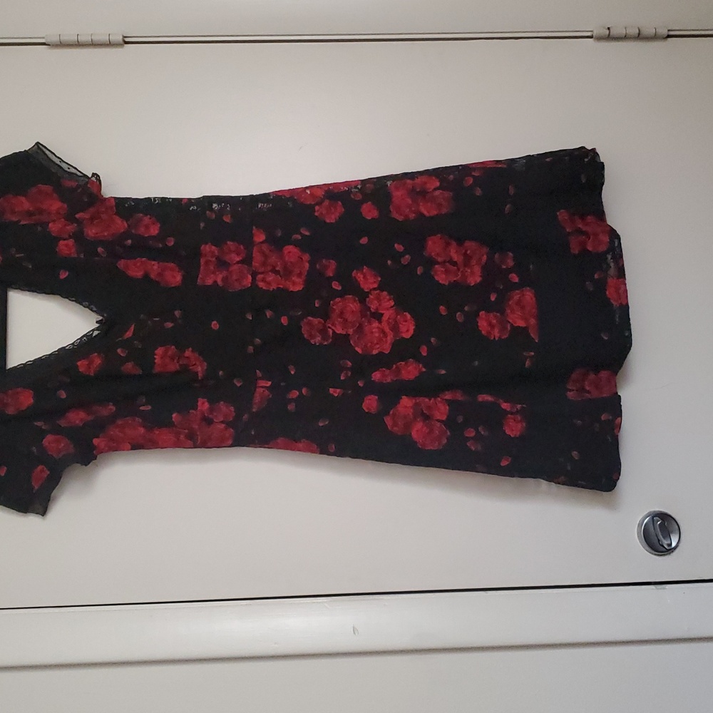 Royal Bones Black and Red Floral Mini Dress - Picture 4 of 16